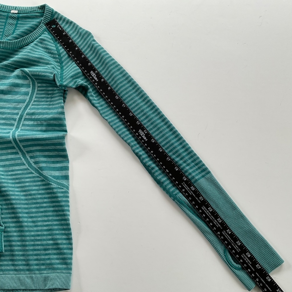 Lululemon Swiftly Tech Long Sleeve Crew Sz 6 Heathered Forage Teal Gym Run Yoga - Picture 6 of 13